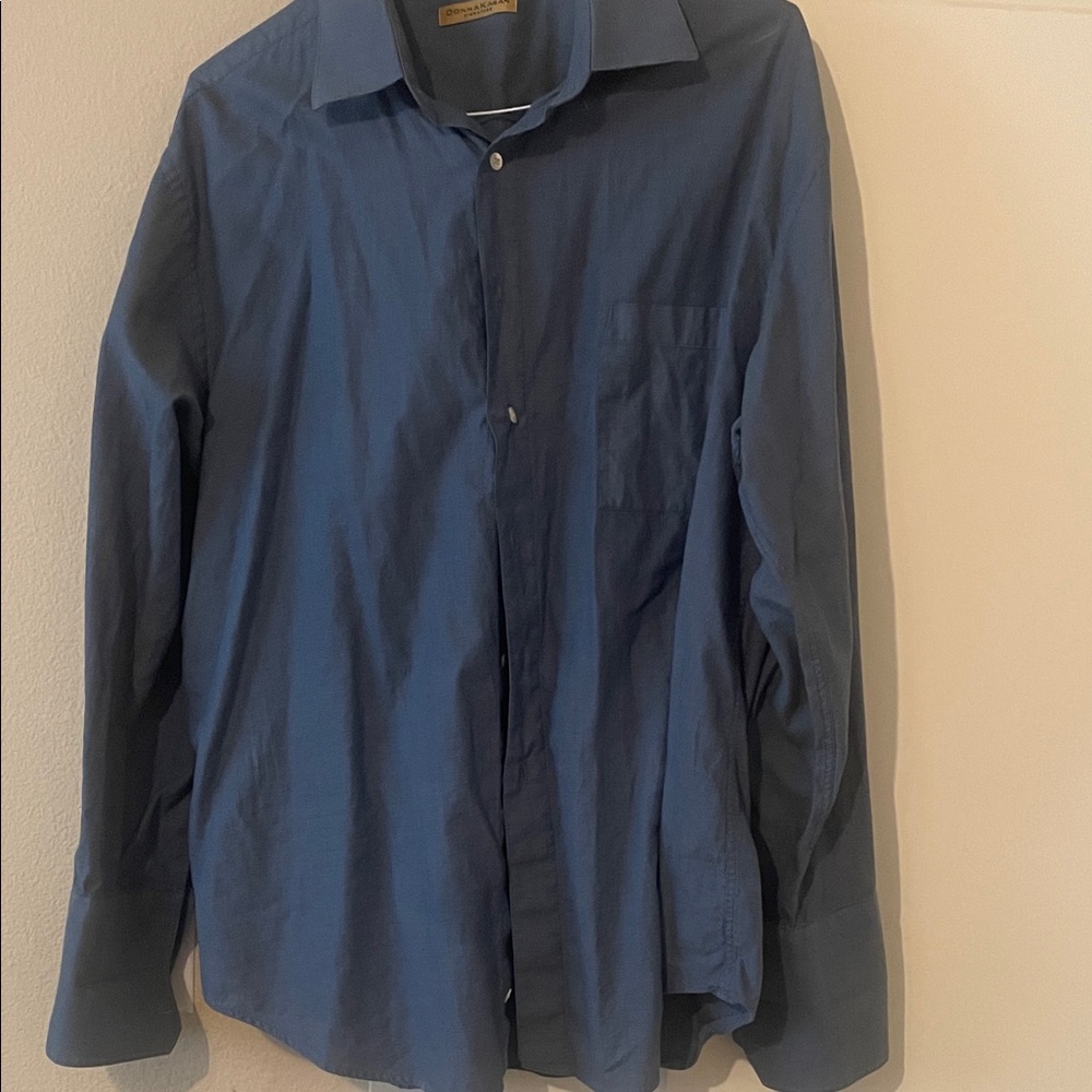 Donna Karan Men's Casual Navy Button Down Shirt